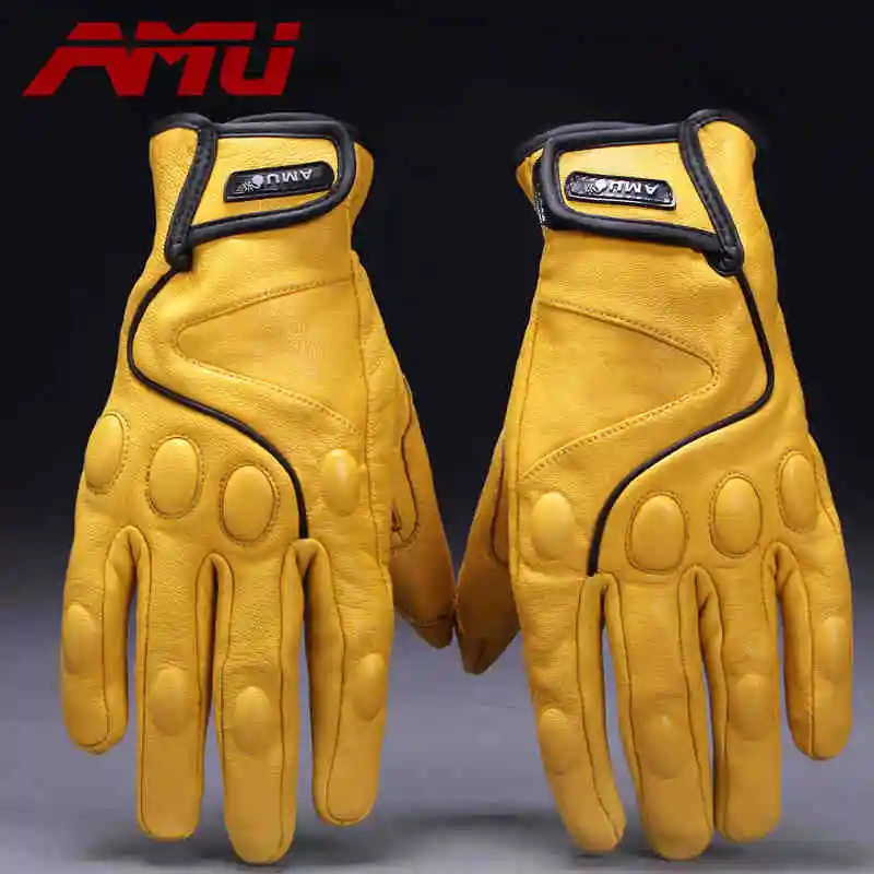 Перчатки AMU Top Guantes для мотогонок MTB из натуральной кожи защитные перчатки
