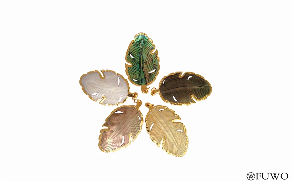 Natural Shell Leaf Shape Pendant 7