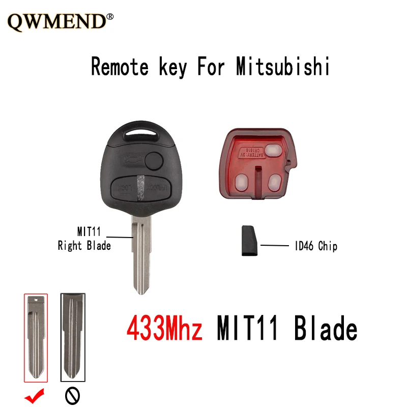 QWMEND 3BT 433 МГц полный дистанционный брелок для Mitsubishi Lancer Outlander 2008 2009 2010 2011 2012