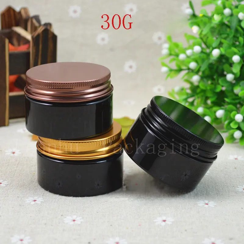 Black Plastic Cosmetics Packaging Cream Jar,30CC Refillable Empty