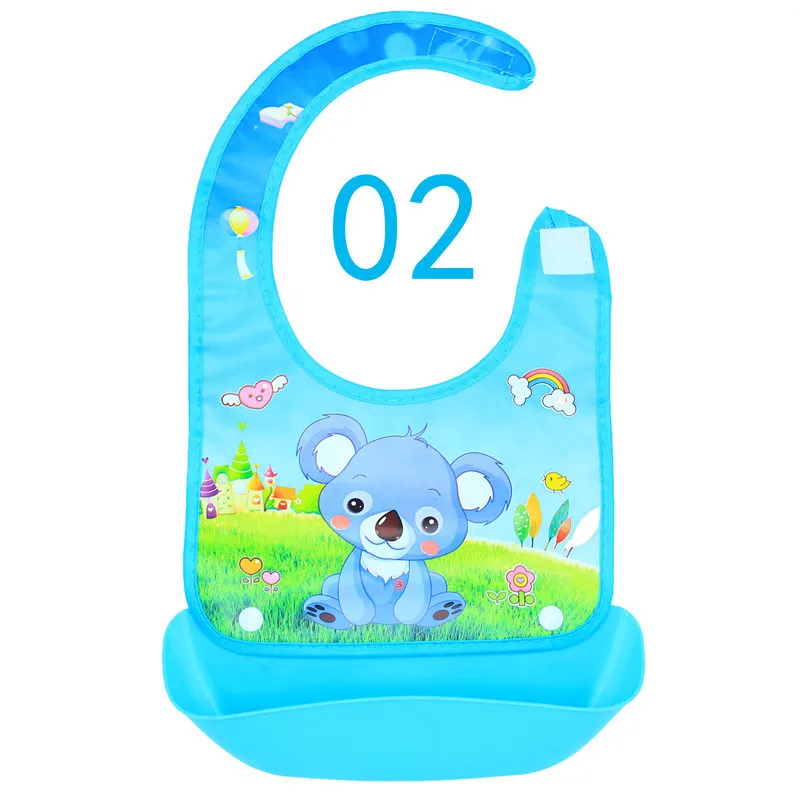 02 koala Herbabe Водонепроницаемые Детские Силиконовые Слюнявчики с рисунком, складные детские слюнявчики, Слюнявчики для новорожденных и малышей - Цвет: 02 koala