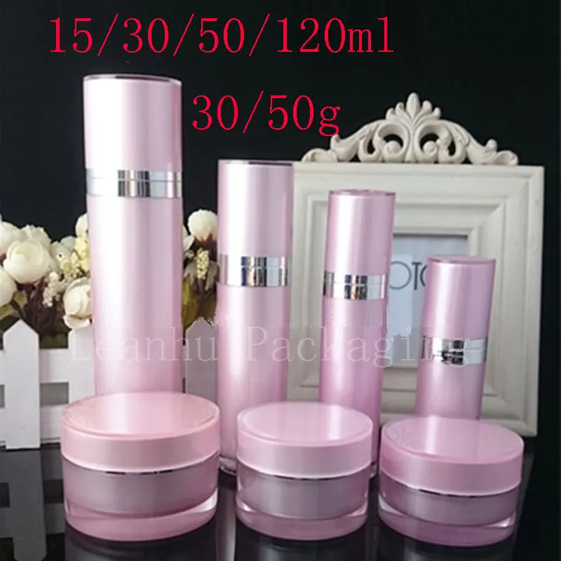 

Pink Acrylic Lotion Cream Cosmetic Container Luxury Skin Care Cream Jar Lotion Pump Container Perfume Mist sprayer bottles