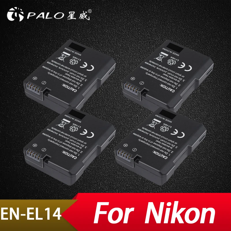 

Palo 4Pcs EN-EL14 EL14 ENEL14 1200mAh Battery For Nikon P7800,P7700,P7100,P7000,D5500,D5300,D5200,D3200,D3300,D3400,D5100,D3100