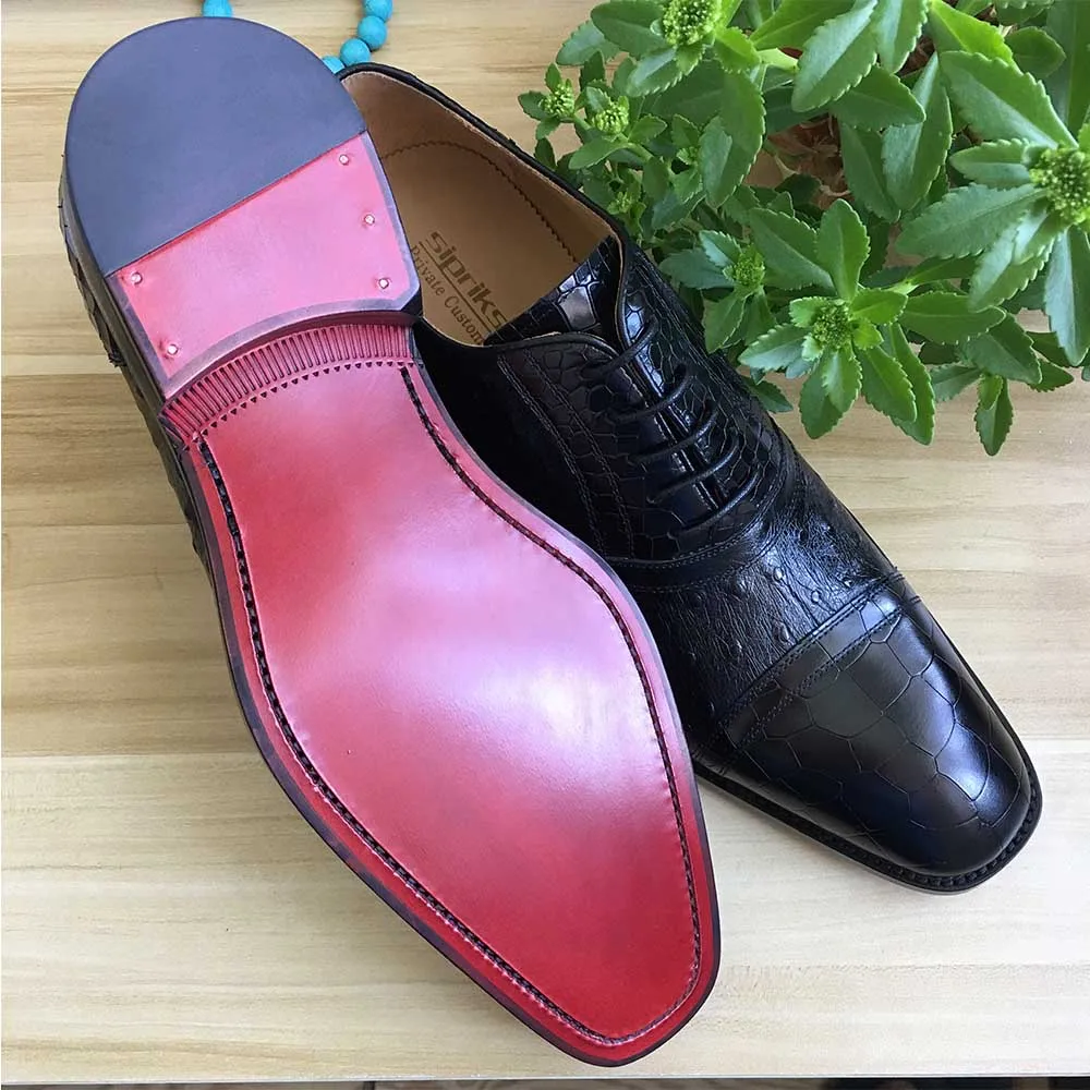 Sipriks/Мужские модельные туфли с вышивкой; цвет черный, коричневый; мужские туфли-оксфорды из кожи страуса; классические туфли-смокинги под крокодиловую кожу; 45