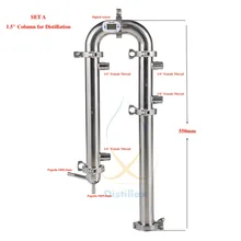 1," od50.5 мм рефлюкс башня, дистиллятор, колонка для дистилляции, санитарная сталь 304