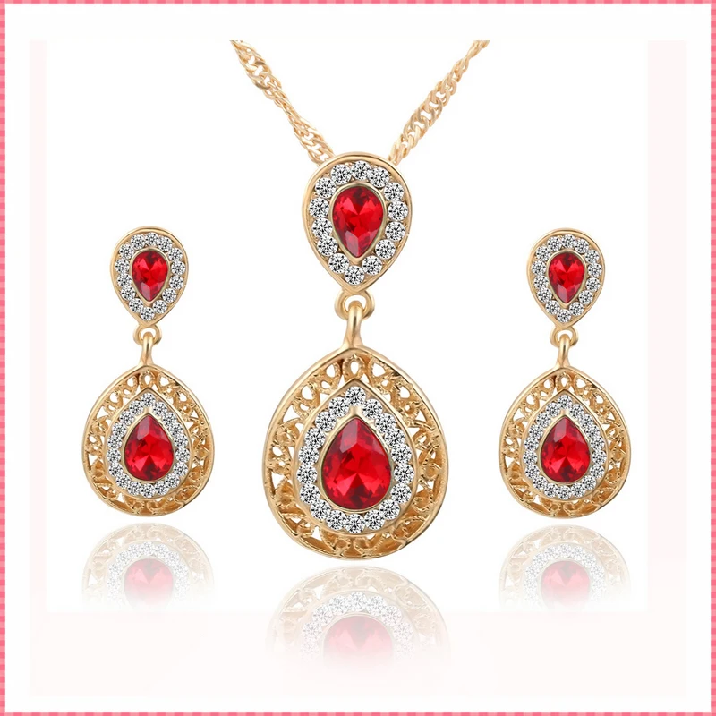 Женский свадебный ювелирный комплект из колье и серёг с кристаллами|bridal wedding jewelry