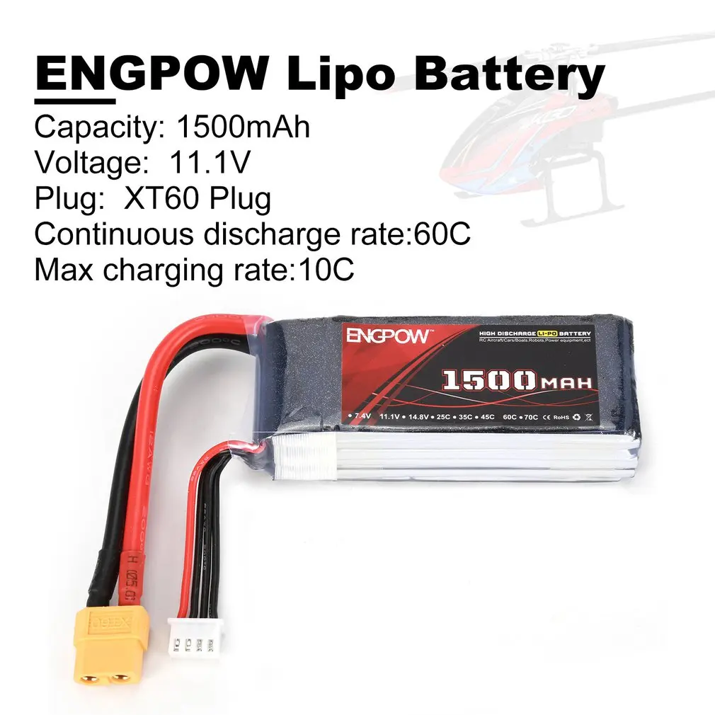 

11.1V 60C/25C/45C 3S 1P Power Lipo Battery XT60 Plug Rechargeable for RC Racing Drone Quadcopter Helicopter Airplane