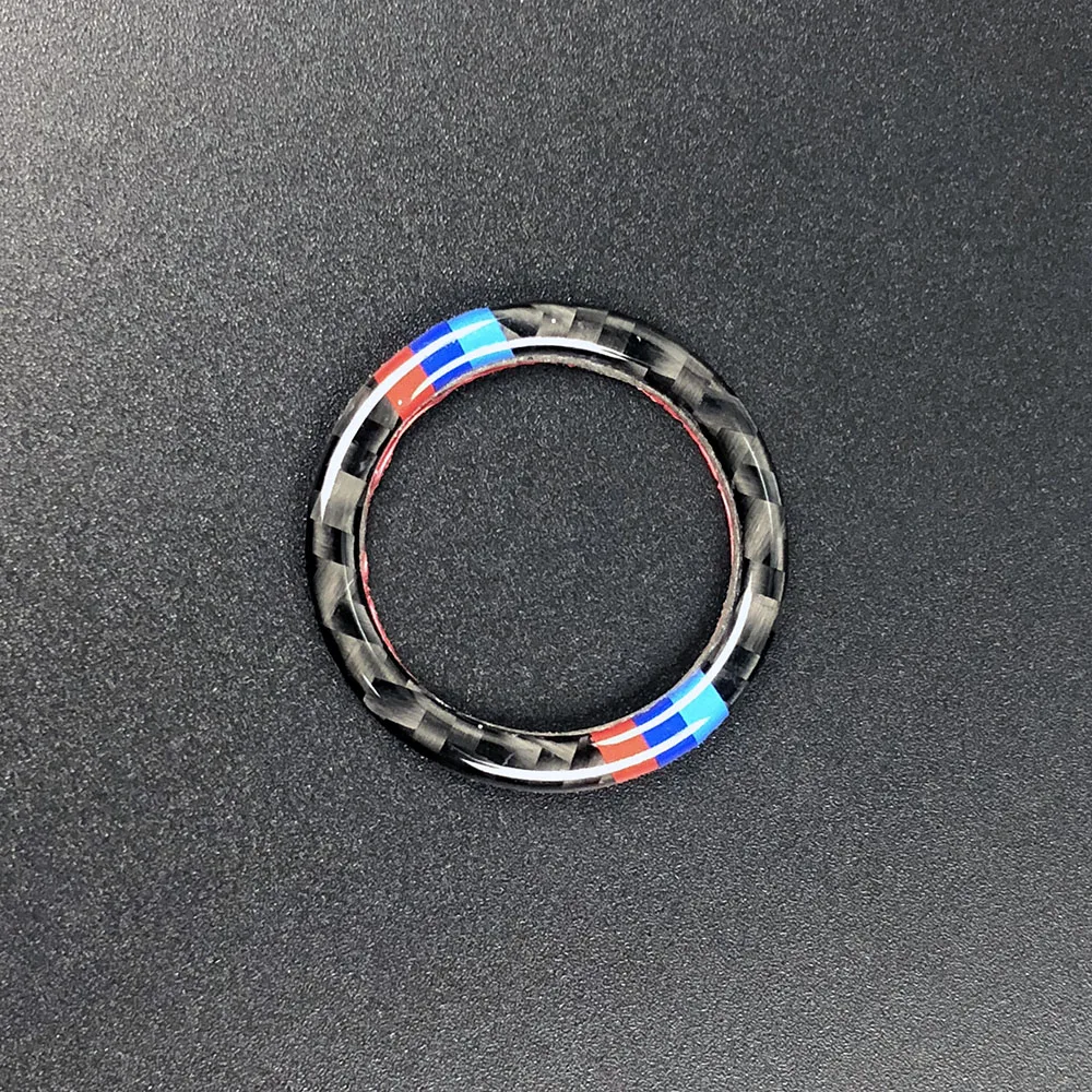 For bmw e90 e92 e93 Carbon Fiber Car Engine Start Stop Ring M Stripe Trim Circle Ignition Key Ring 3 Series Accessories (4)