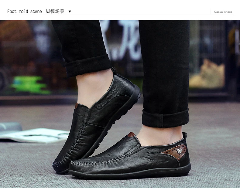 Leather Shoes Men Fashion Leather Genuine High Quality Luxury Brand Comfortable Men Casual Driving Shoes Plus Size 37-47