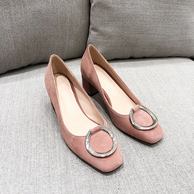 Karree Wetkiss Leder Flache 34 Büro High Neue Pumpen 43 Schwarzes Große Frauen Schuhe gelb Echtem rosa Weibliche kakifarbig Größe Frau Heels IrxS4wI