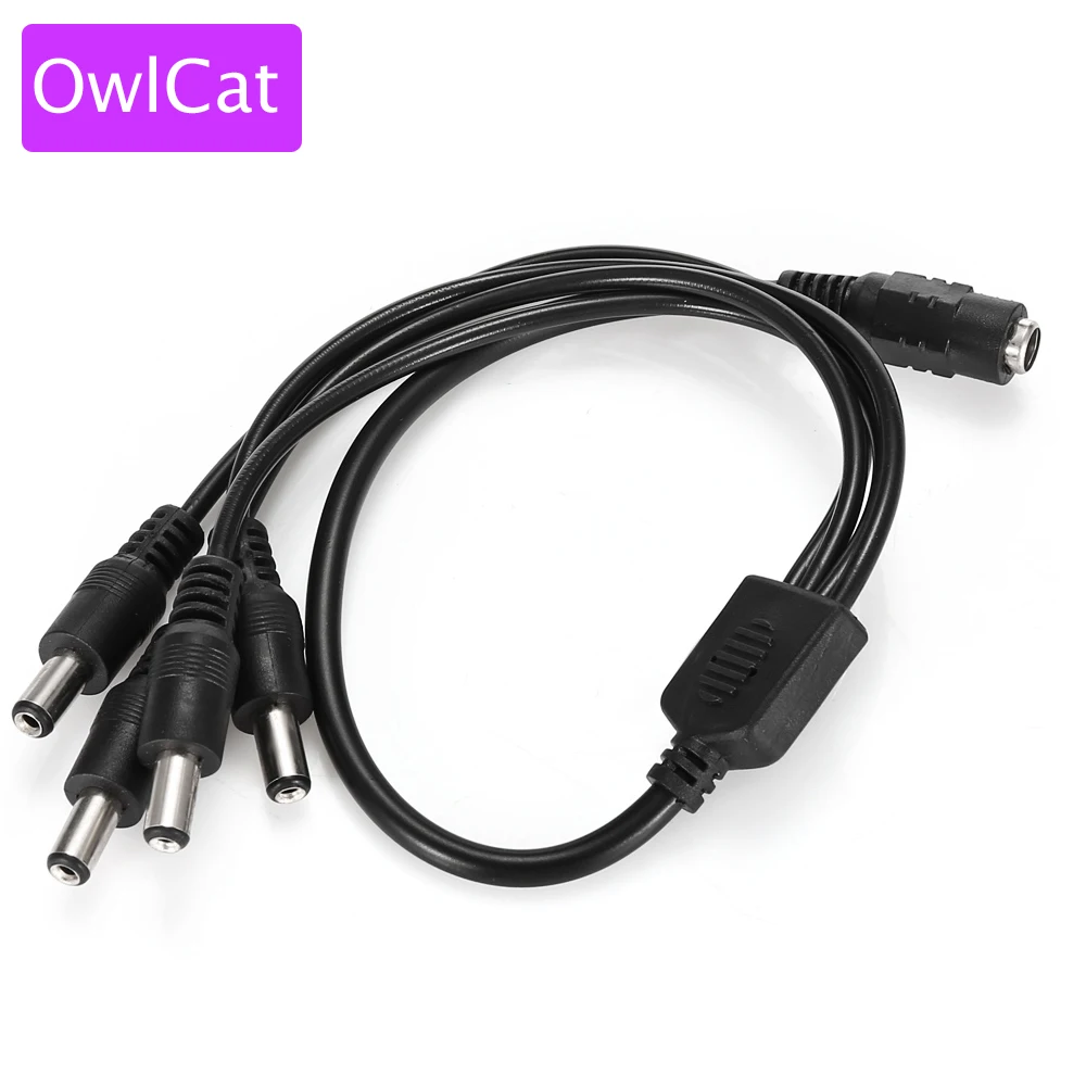 OwlCat DC 1 Female to 4ch Male Power Splitter Cable for CCTV Security Video Surveillance System