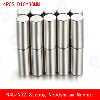 

4PCS N45 N52 cylinder round magnet D10*30mm Super powerful rare earth neodymium magnets N52 diameter 10X30mm