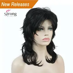 StrongBeauty леди для женщин длинные мягкие пушистые Shag натуральный черный тепла Rsistant полный синтетический парик