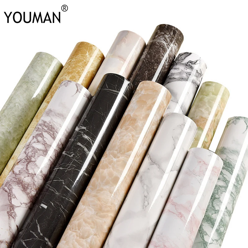 Wallpapers YOUMAN 10M Marble Waterproof Vinyl Self Adhesive Wallpaper Modern wall Paper Kitchen