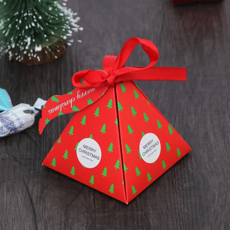 50 шт. Рождественская коробка для конфет, бумажные подарочные пакеты, Подарочная коробка для рождественской елки с колокольчиками, аксессуары для рождественской вечеринки, товары Navidad - Цвет: Christmas tree