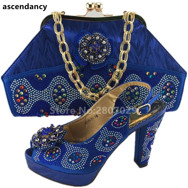 Ensemble Bleu Les Sacs Assortis Africain Nigérian Nouvelle Et Italien rouge Chaussures 2018 Femmes Arrivée Parti Sac Ensembles Pompes xzaUI1