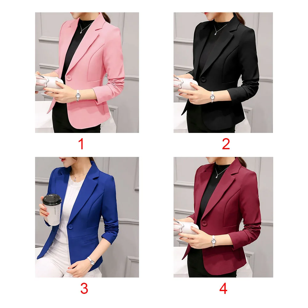 Women Ladies Coat Casual Slim Fit Blazer Long Sleeve Office Fabala Outwear Business Suit