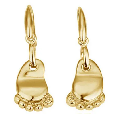 

baby small cute foot feet mum son daughter birth birthday gift yellow popular earrings Fashion jewelry free shipping top quality