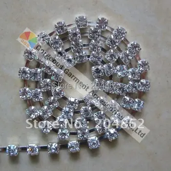 

10Y Single row Clear Crystal Rhinestone Cup Chain with SS16 4mm stones Gold Silver Set For DIY Browband Costume Accessories