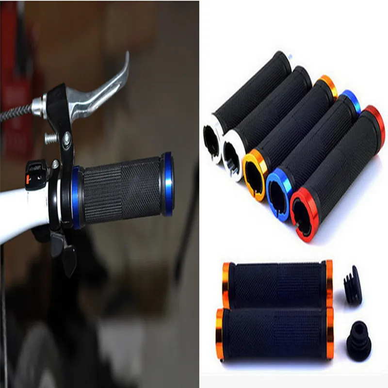 buy New 2pcs locking Bmx Mtb Mountain Cycling Bike Bicycle MTB Handlebar Grips Soft Rubber Anti slip Handle Grip accessories