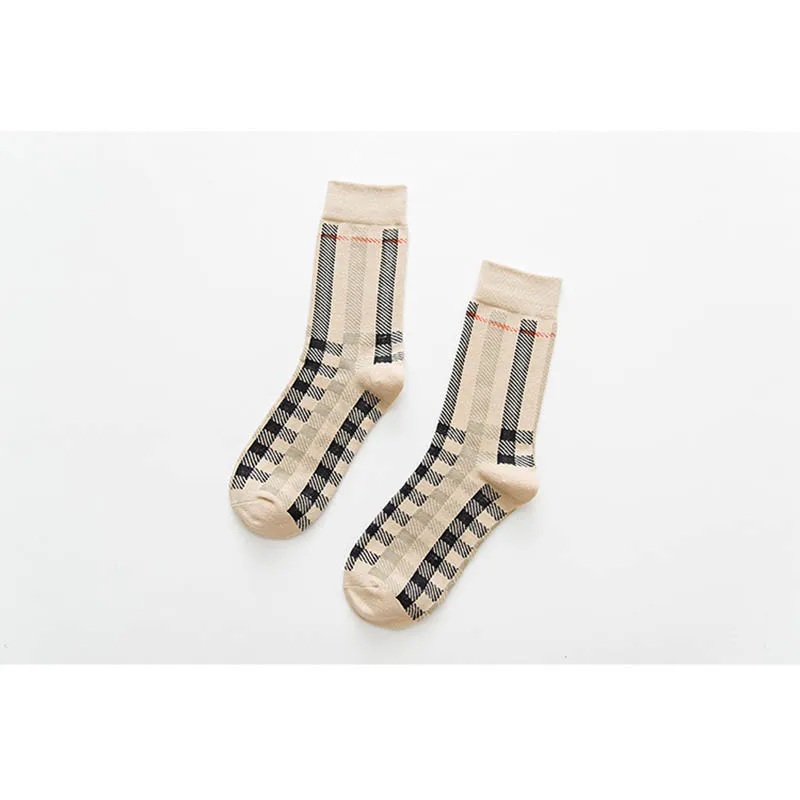 Хит, осенние и зимние новые носки для взрослых, Mu Cong, хлопковые изделия, женские прямые клетчатые хлопковые носки