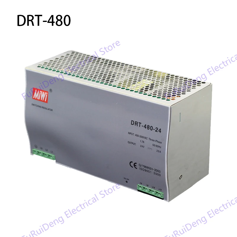 DRT-480 Блок питания Выход DC24V, 48 В AC DC трехфазный вход Din-Реле Переключения источника питания 480 Вт din-рейка smps