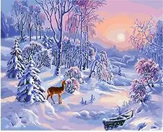MaHuaf-W328 winter forest sunset painting by numbers landscape on canvas home decor hand painted unique DIY gift 