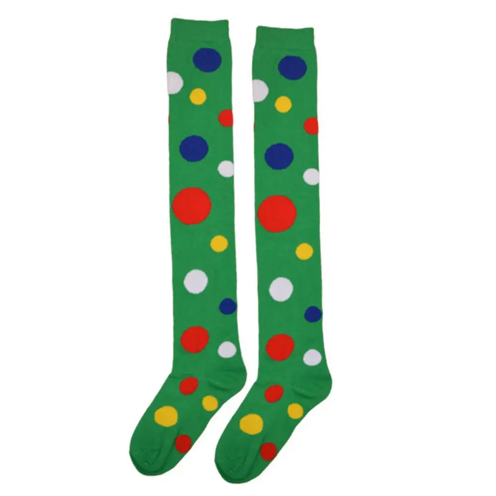 Women Clown Style Stockings Dot Knee High Stockings Cotton Costume Stockings For Christmas Stage Performance Dance New Arrival