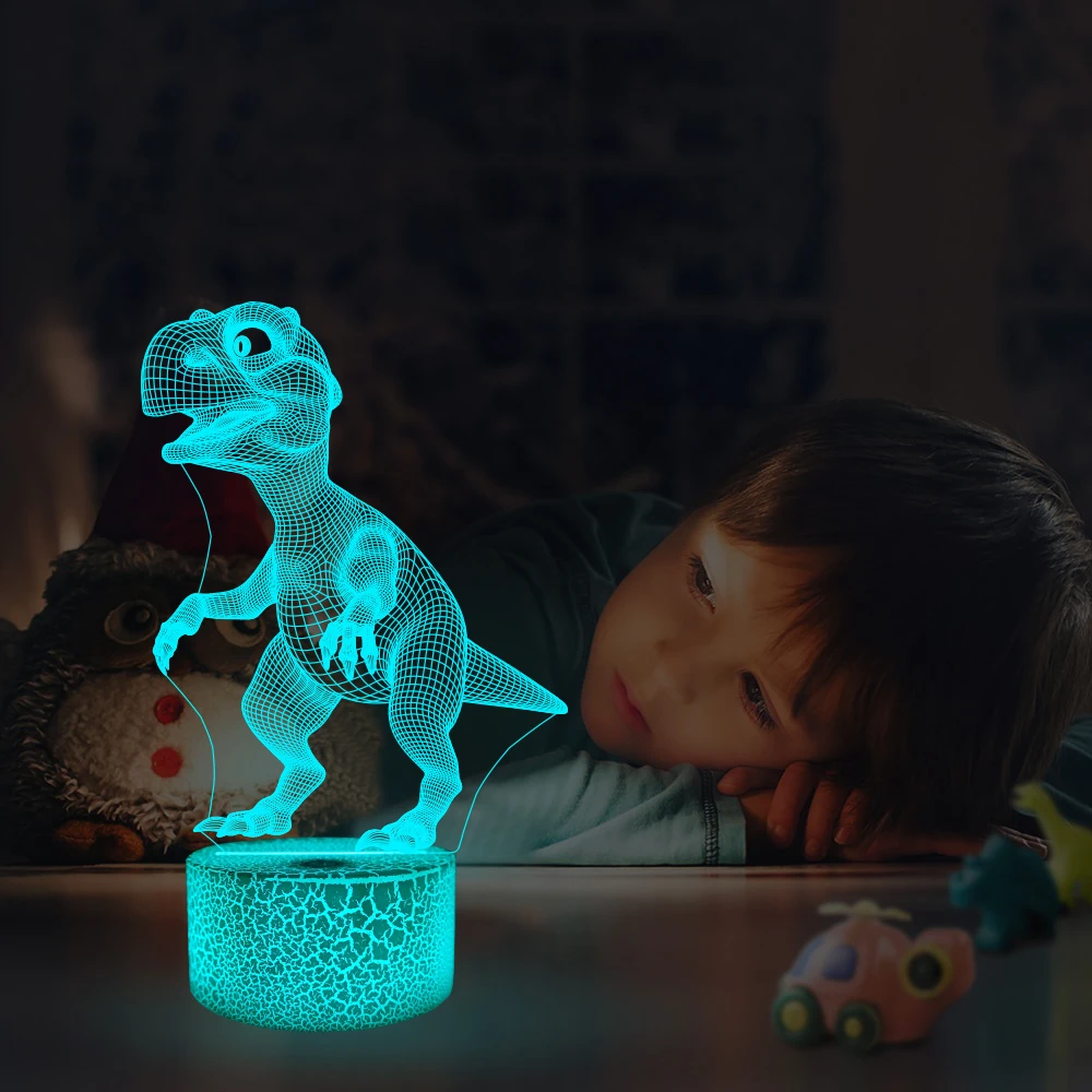 

LED 3D Dinosaur Night Lamp 16 Colors Night Lights Dinosaur Model Toys with Remote Control&Smart Touch Lamp for Kids Boy Gift