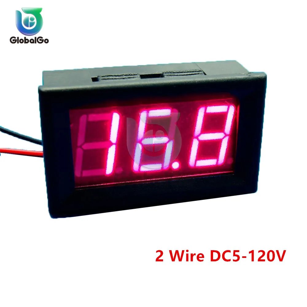 2 Wire DC5V-120V 0,56 дюймов Мини Прямой ток Цифровой вольтметр 2 провода 3 провода DC4.5V до 30V 0.5" Индикатор напряжения панели дисплея Светодиодный дисплей Измеритель напряжения Для 6V 12V мотоцикл - Цвет: 2 Wire DC5V-120V