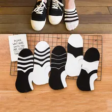 Boat Socks Black and White Stripes Socks Men Spring Summer Autumn Cotton Casual Short Socks Fashion Casual Socks Men stripes design fashion style men s low cut ped socks in white