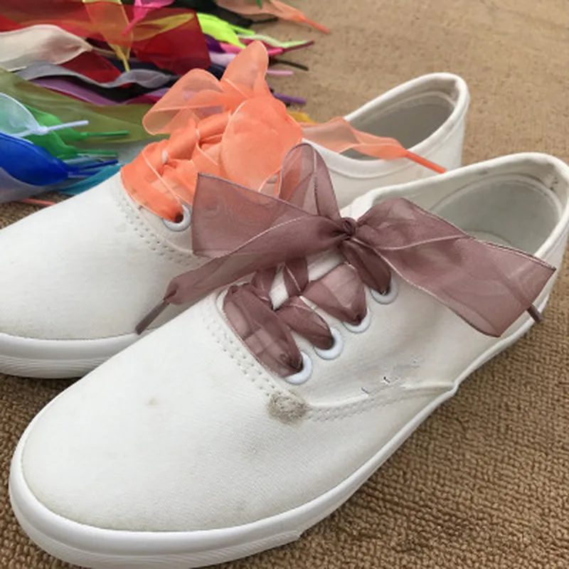 

1 Pair 110cm Fashion Flat Silk Satin Ribbon Shoelaces Sport Shoes Sneakers Laces Shoe Strings Bow Lace Shoelaces
