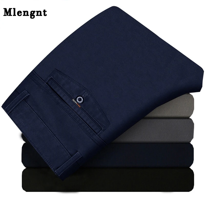

Men Straight Leisure Suit Pants Spring Autumn Male Casual Classic Stretch Zipper Brand Business Baggy Office Formal Trousers