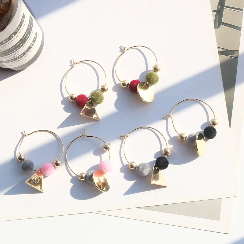

European and American fashion new winter geometric spherical ear nail party accessories ear ring