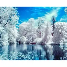 Новая рукоделие алмазная живопись красивый снежный зимний пейзаж Алмазная вышивка все квадратные Стразы мозаика картина