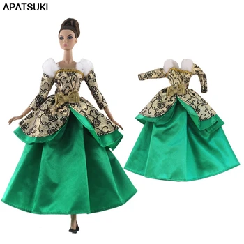 

Green Gold Fashion Doll Clothes For Barbie Doll Princess Gown 1/6 Doll Accessories Party Dress For Barbie Doll Outfits Kids Toy
