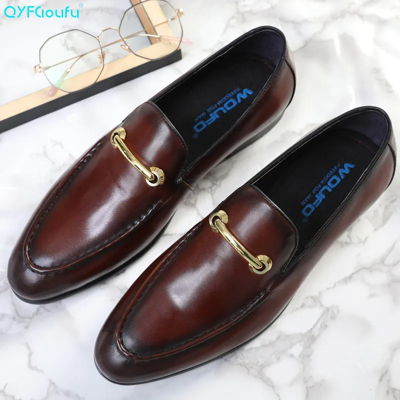 

QYFCIOUFU 2019 Luxury Designer Men Genuine Leather Dress Shoes Wedding Brand Male Oxford Shoes High Quality Italian Men Shoe