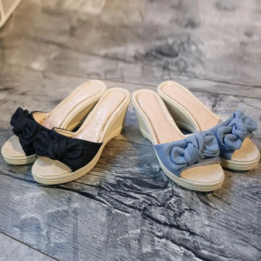 platform thick heel casual slippers