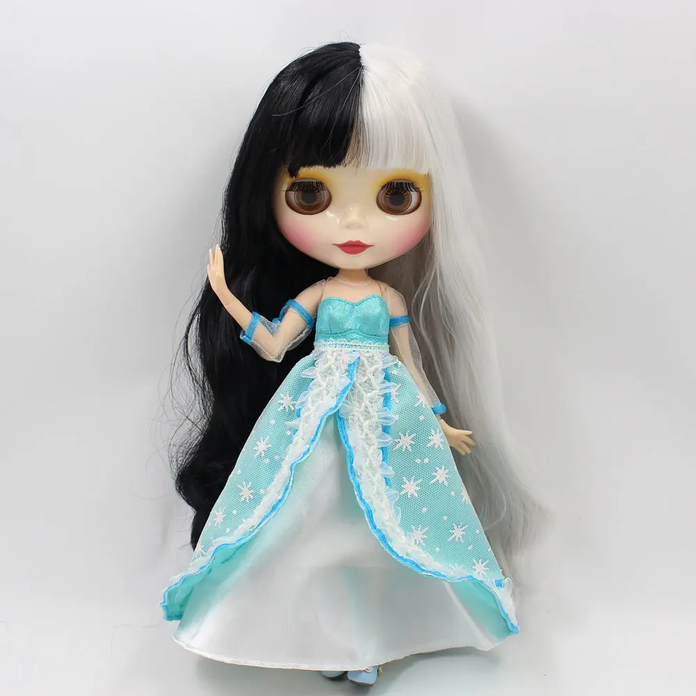 

ICY Nude Factory Blyth Doll Series No. 280BL1007/117 Black mix Grey hair white skin Joint body Neo