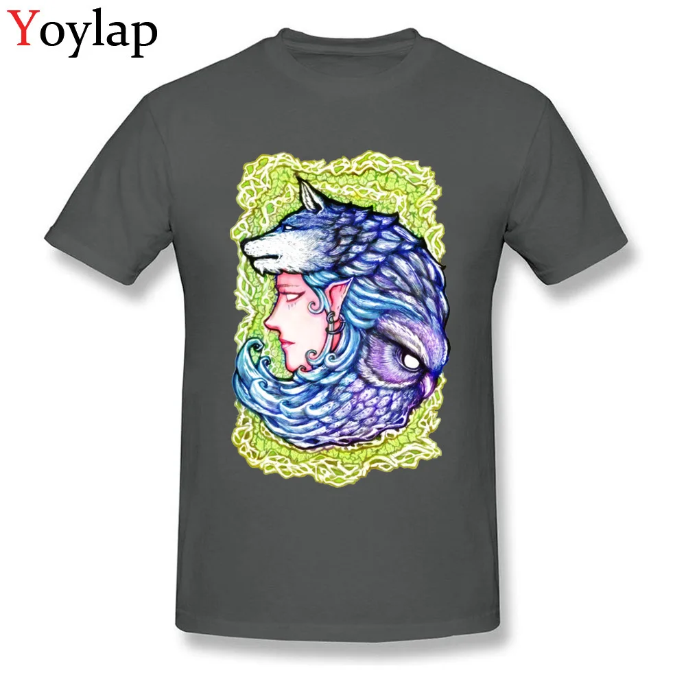 Casual Tops T Shirt Wholesale O-Neck Short Sleeve Druid  in the forrest Pure Cotton Adult T Shirt Casual Summer Fall Tee Shirts carbon