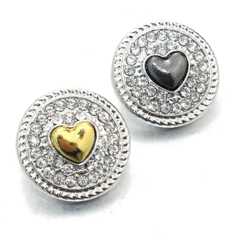 

Wholesale 10pcs/lot Mixed metal 18mm snap button jewelry DIY Metal Rhinestone snaps fit snap button bracelet Jewelry 061104