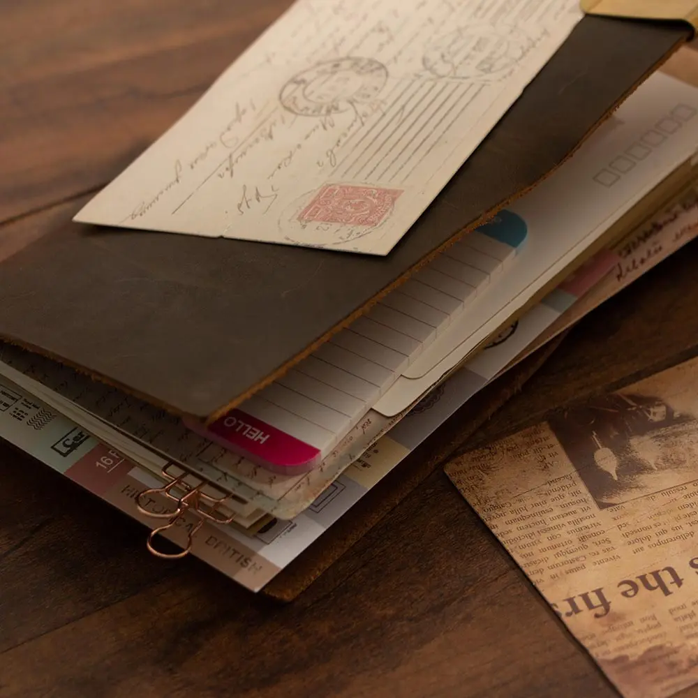 Caderno de couro de viajante, diário artesanal