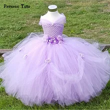 От 0 до 14 лет платье-пачка с цветочным узором для девочек Детские платья розового и лавандового цветов для девочек, нарядные Бальные платья, детское свадебное платье принцессы для девочек
