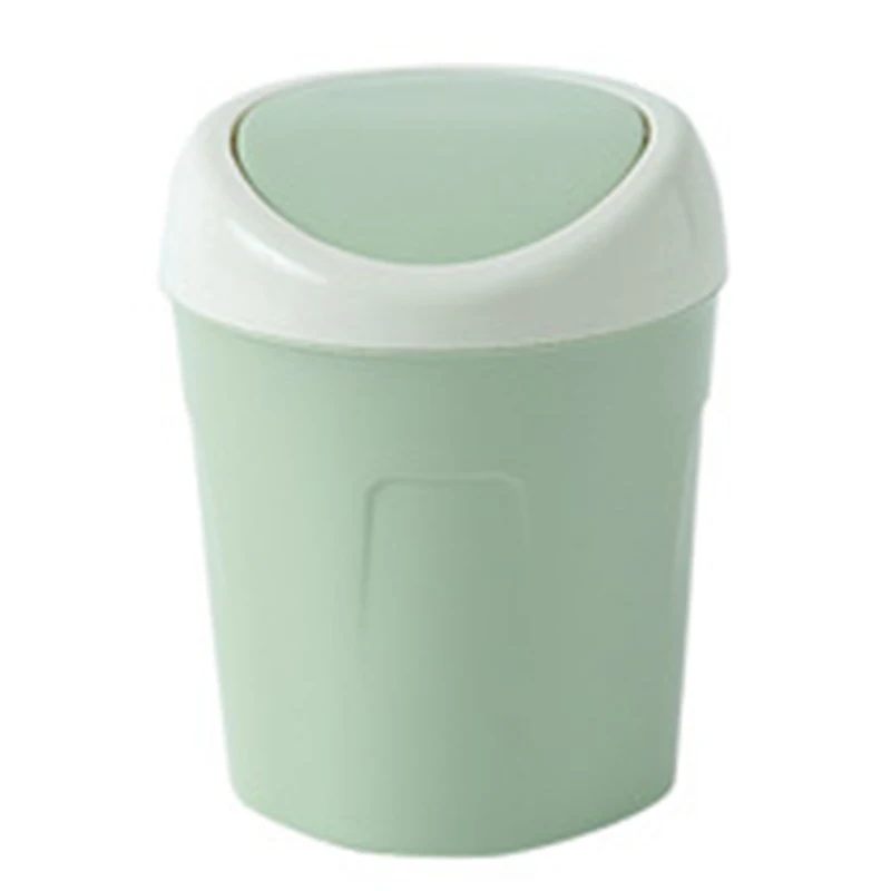 

Desktop Trash Can Mini Waste Garbage Basket Roll Swing Top Lid Home Office Table