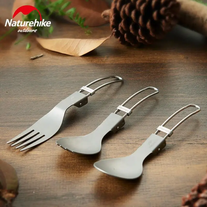 Naturehike al aire libre Camping Picnic vajilla de titanio cuchara tenedor Trekking ultraligero de senderismo al aire libre vajilla NH18C001-J