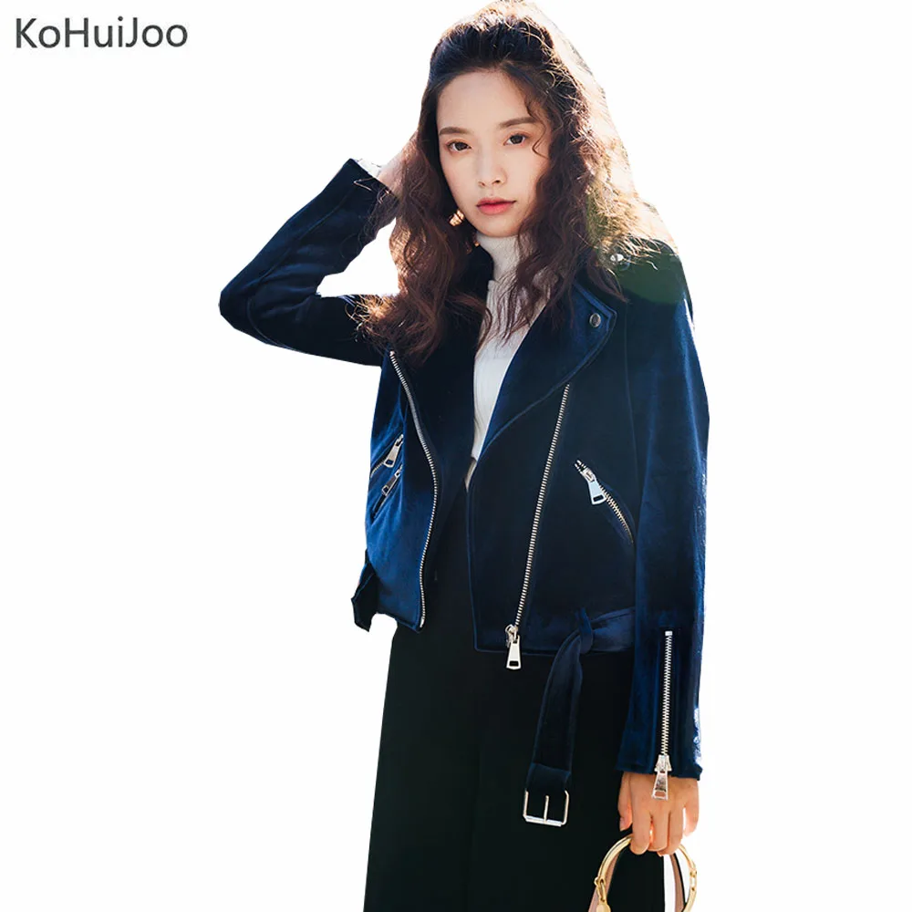 Женская Вельветовая куртка KoHuiJoo красная синяя зеленая на молнии 2019|bomber jacket