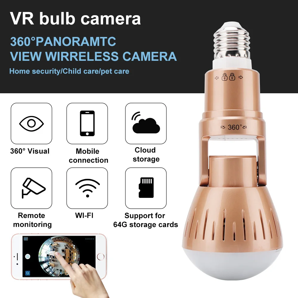 

BORUIT IP Camera 3D Panoramic Camera Baby Monitor Home Security Wireless Camera IR Night Vision CCTV VR CAM WiFi Camera APP