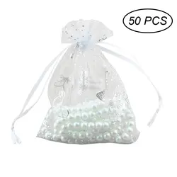 PIXNOR 50 шт./компл. с принтом бабочки подарочные мешочки из органзы мешочек для ювелирных украшений с завязкой сумки Органайзер коробка для