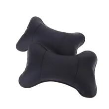 Чехол из искусственной кожи для автомобильного сиденья, подголовник для головы и шеи, черный, 2 шт