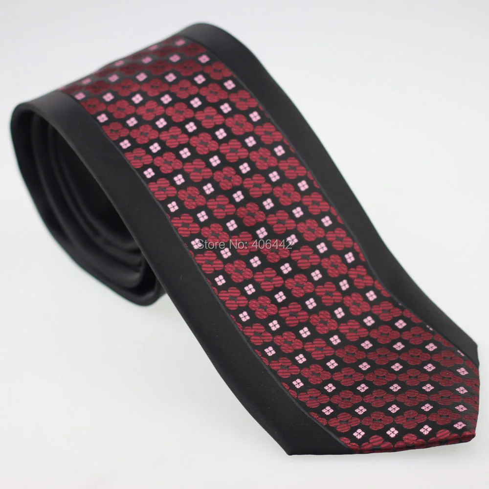 Мужские галстуки coahella с черной каймой с черными/розовыми цветами, тканый галстук из микрофибры, галстук в деловом стиле для свадебных рубашек